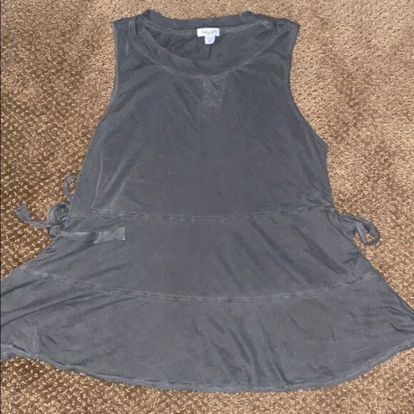 Spiritual Gangster Grey Flowy Tank with Side Bows - Picture 1 of 7